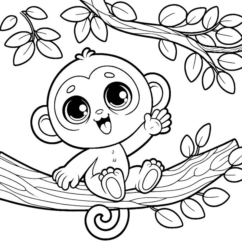 tranh tô màu con khỉ 20