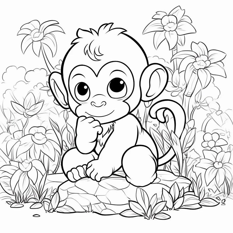 tranh tô màu con khỉ 30