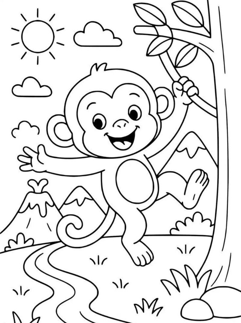 tranh tô màu con khỉ 7