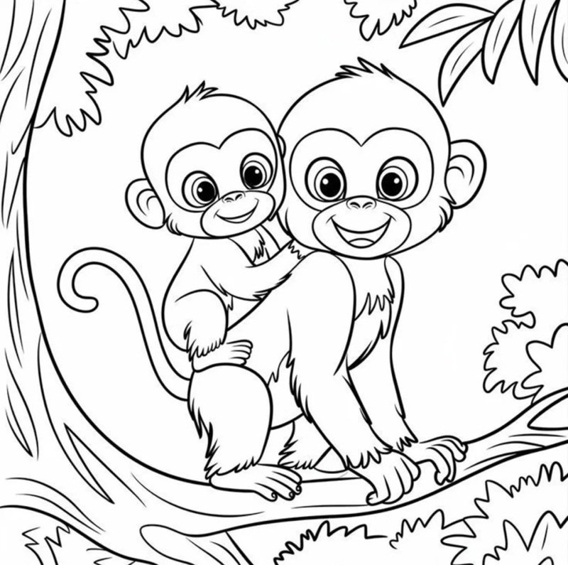 tranh tô màu con khỉ 8