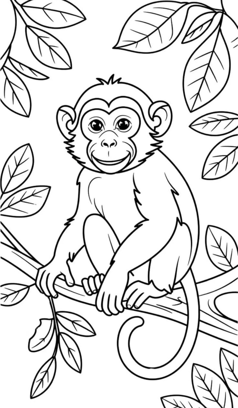 tranh tô màu con khỉ 9