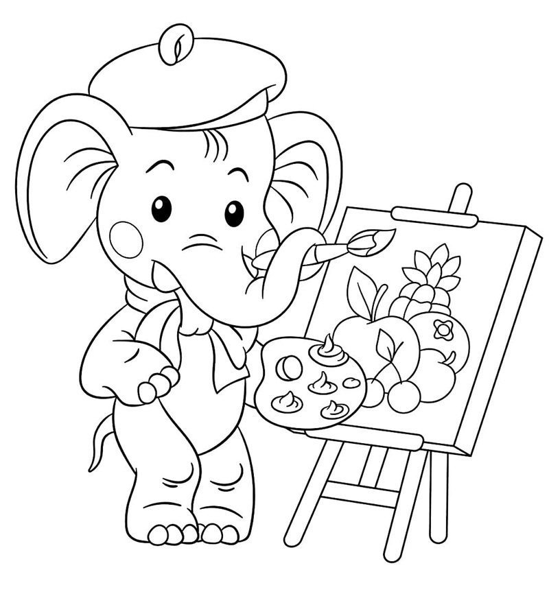tranh tô màu con voi 17