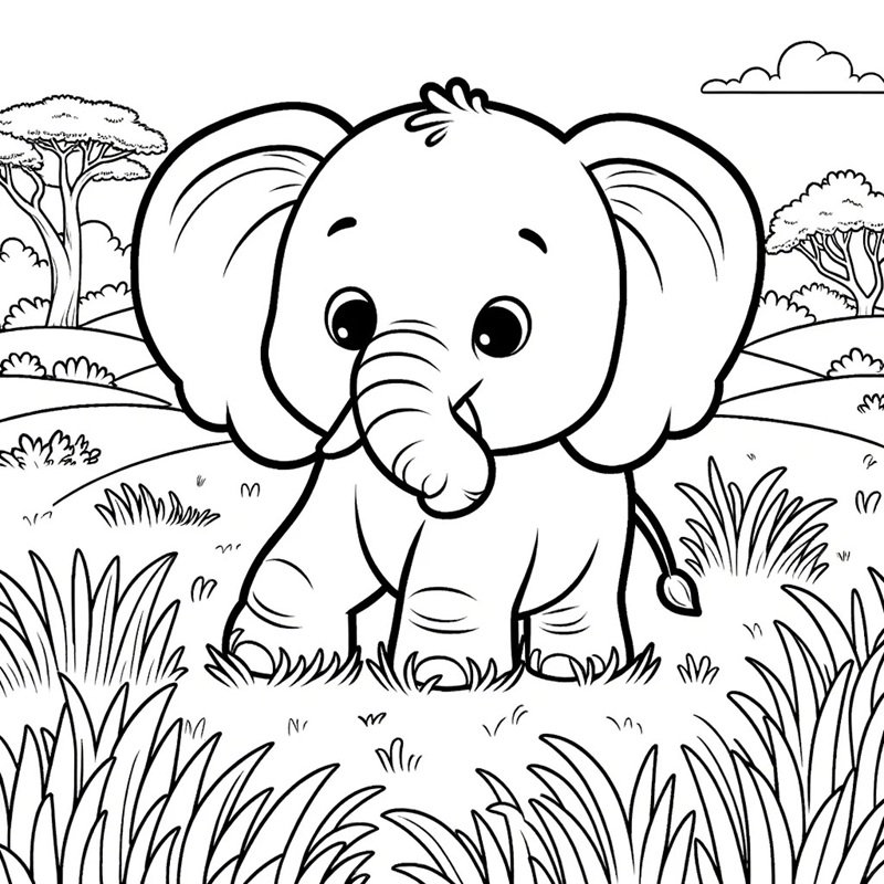 tranh tô màu con voi 20