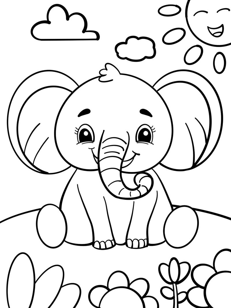 tranh tô màu con voi 24