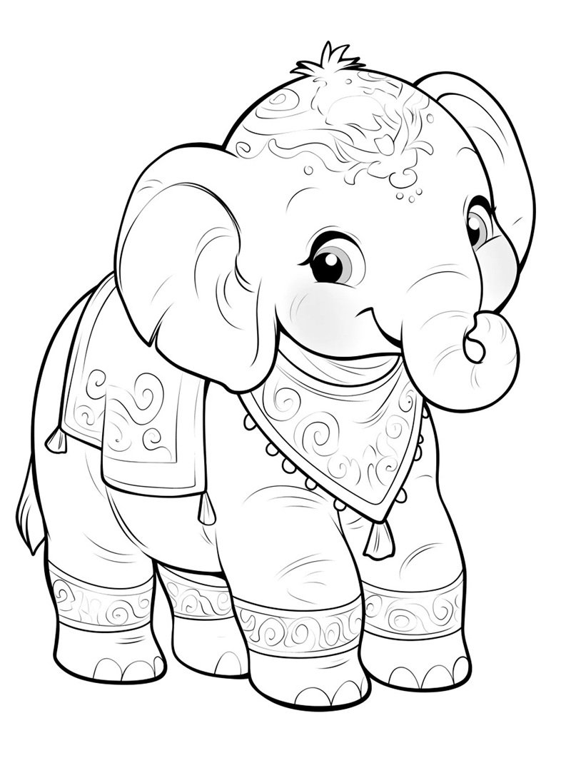tranh tô màu con voi 27