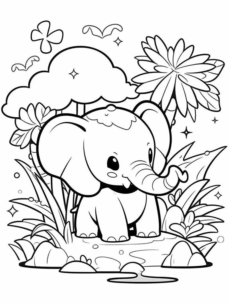 tranh tô màu con voi 29