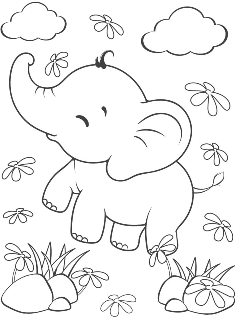 tranh tô màu con voi 35