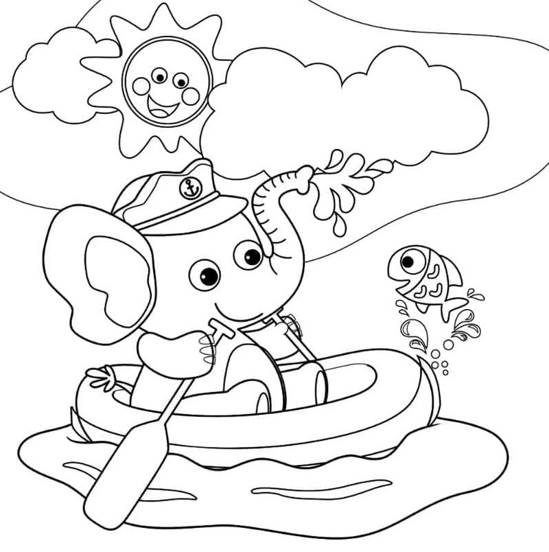 tranh tô màu con voi 5