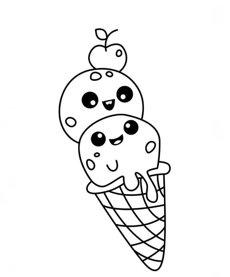 tranh tô màu đồ ăn cute mini 38