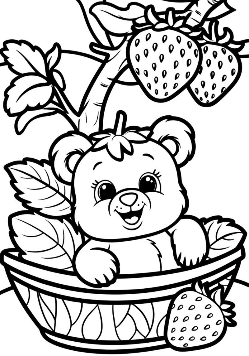 tranh tô màu gấu dâu 14