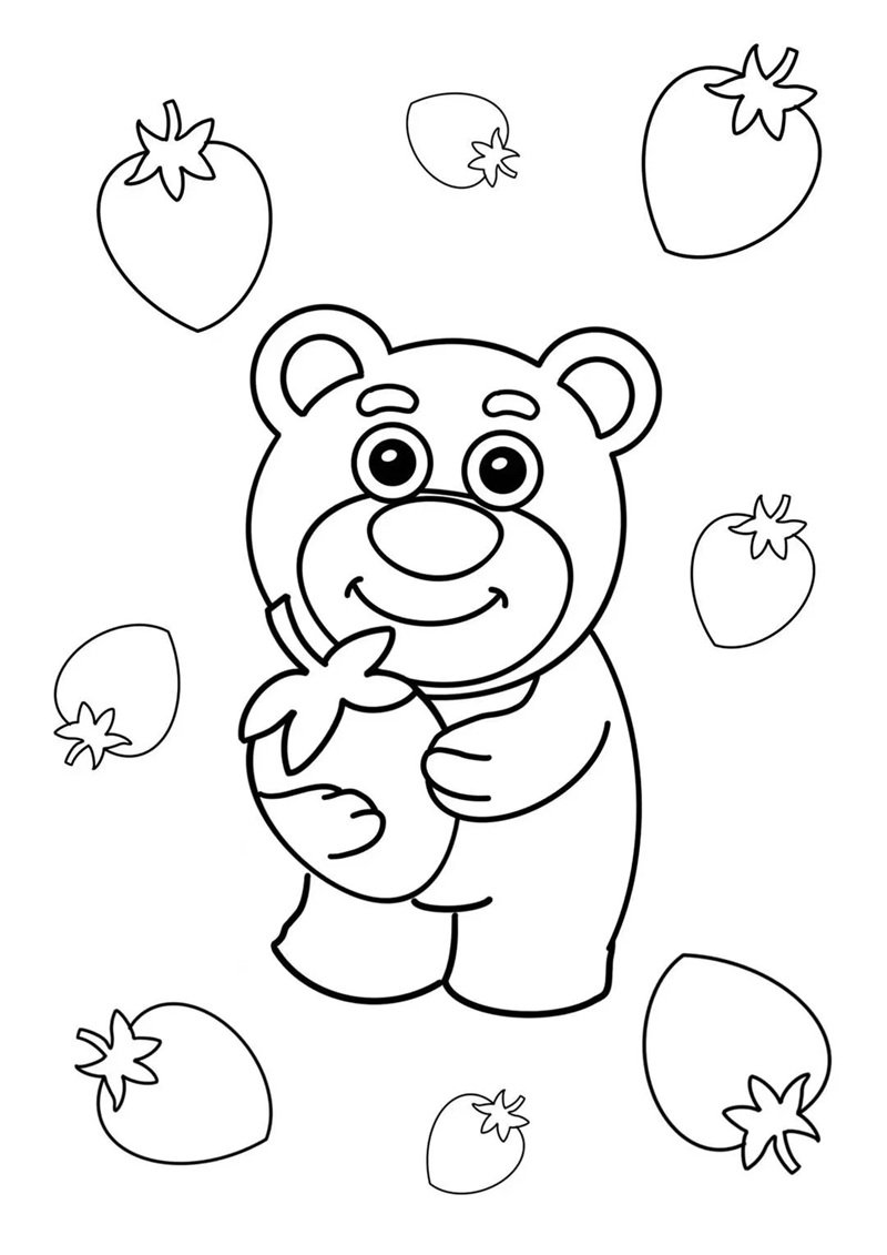 tranh tô màu gấu dâu 3