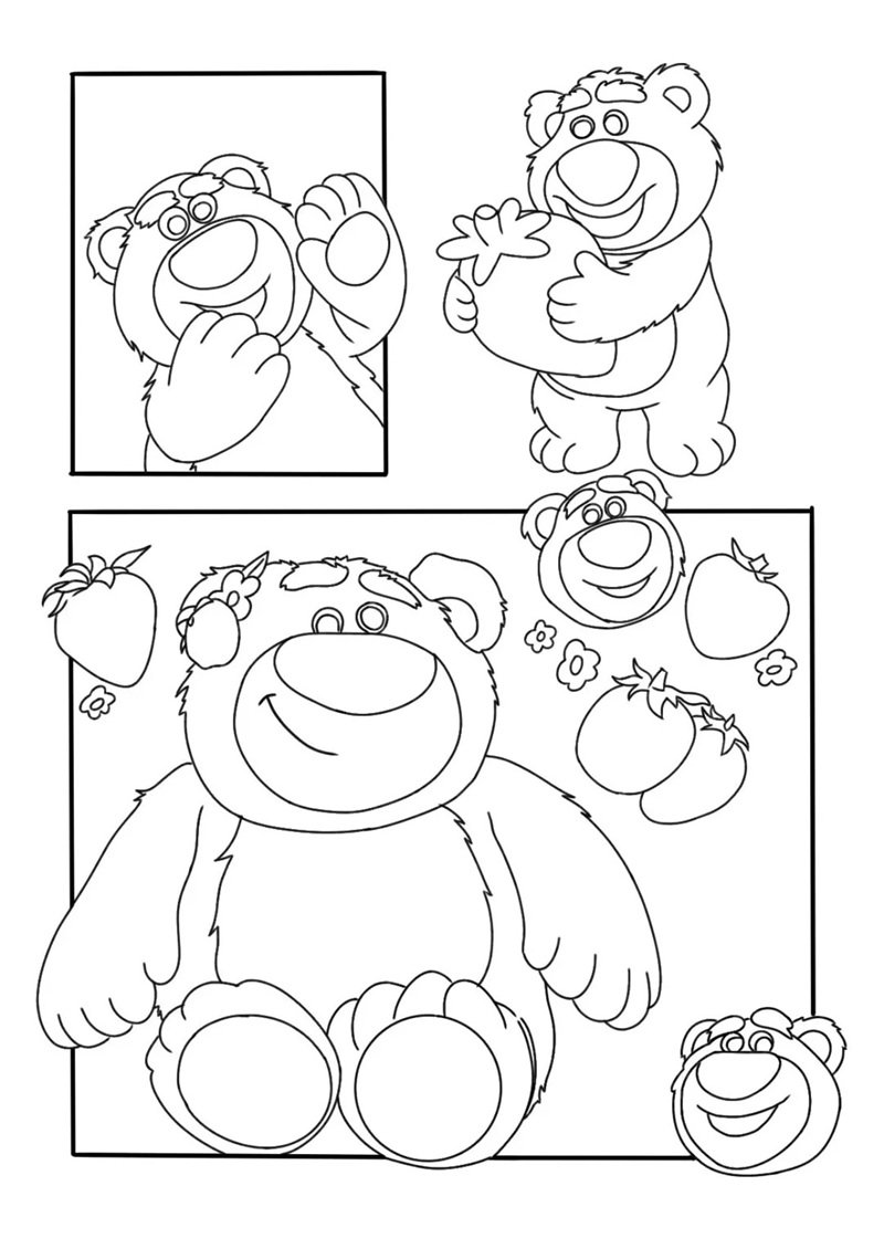 tranh tô màu gấu dâu 34