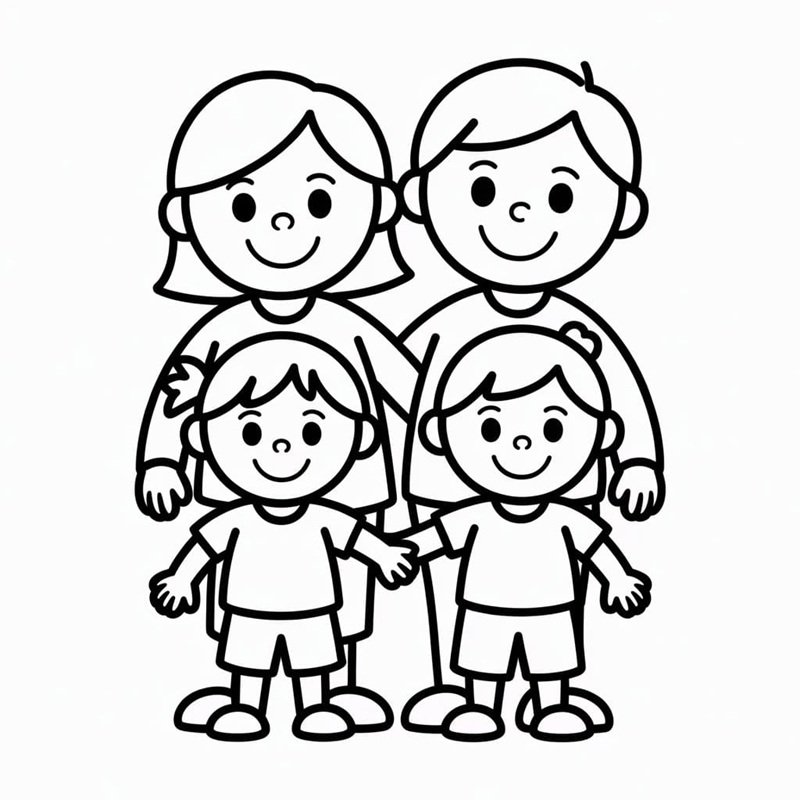 tranh tô màu gia đình 4 người 11