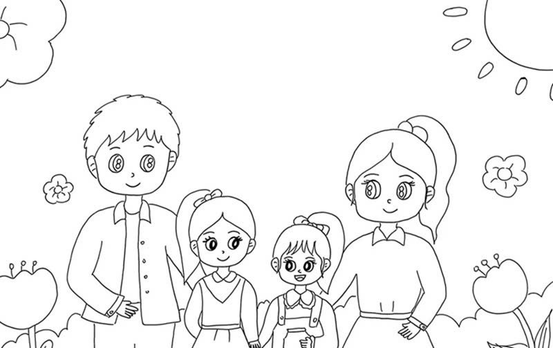 tranh tô màu gia đình 4 người 12