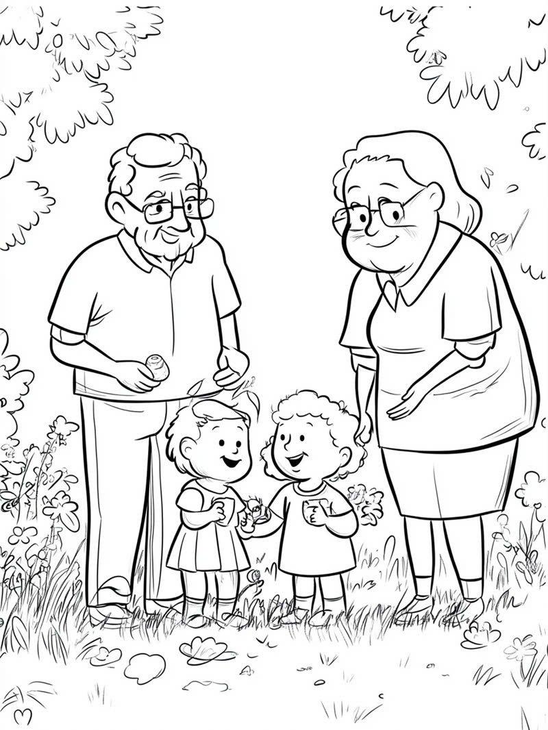 tranh tô màu gia đình 4 người 16