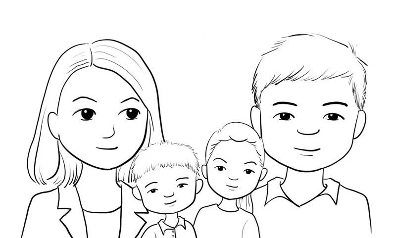 tranh tô màu gia đình 4 người 17