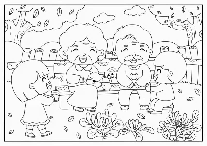 tranh tô màu gia đình 4 người 18