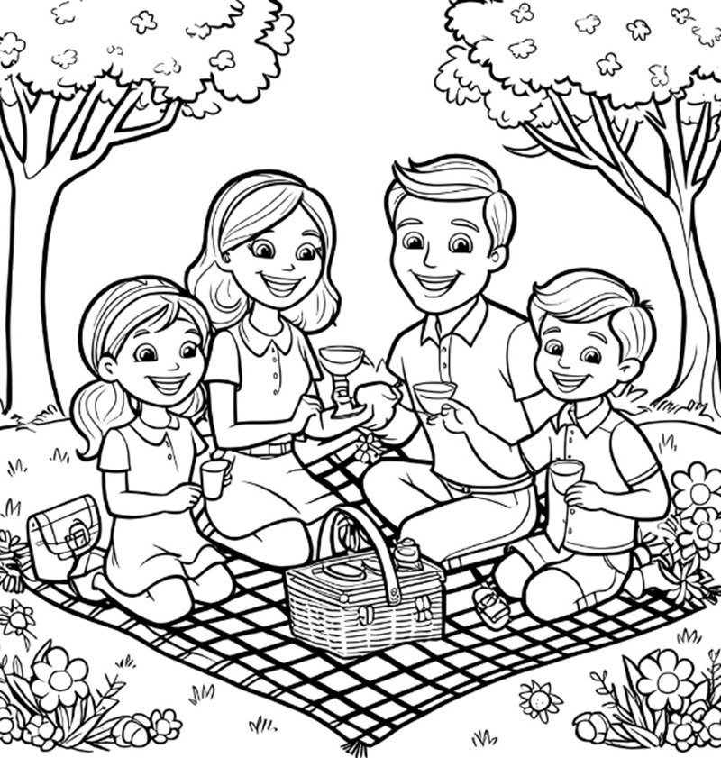 tranh tô màu gia đình 4 người 20