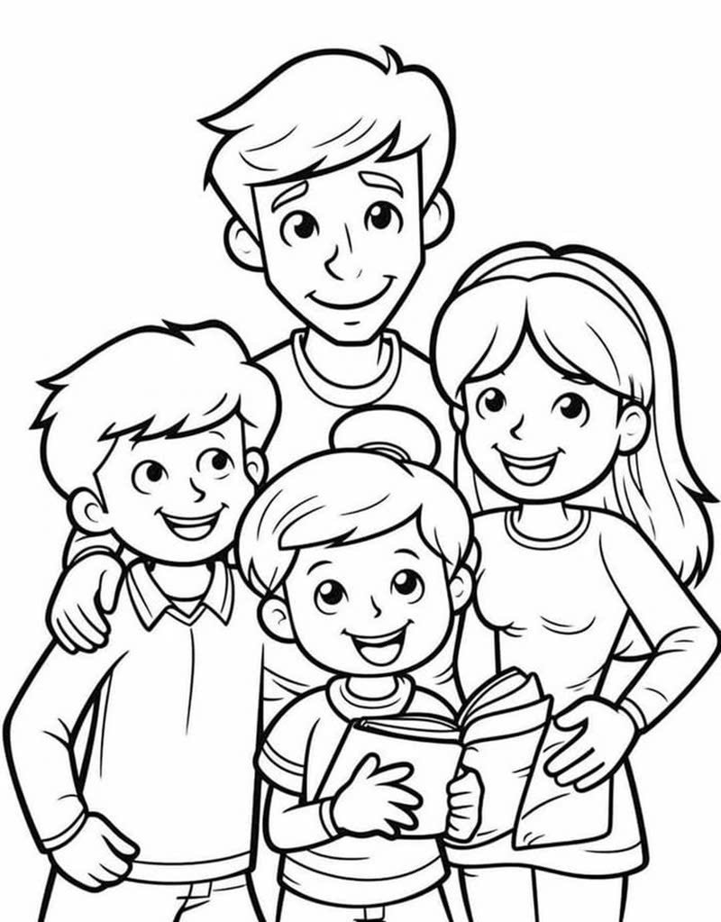 tranh tô màu gia đình 4 người 28