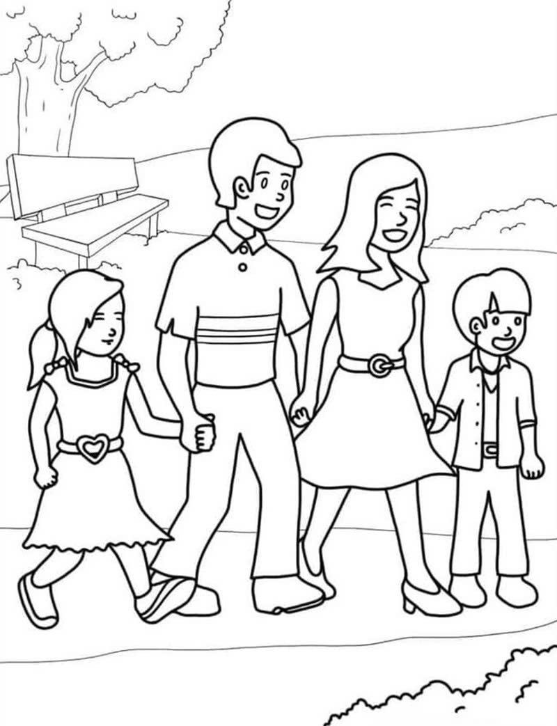 tranh tô màu gia đình 4 người 29