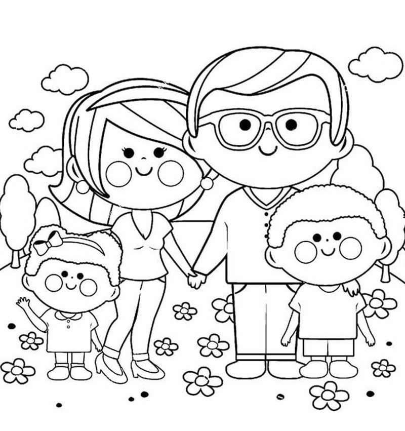 tranh tô màu gia đình 4 người 30