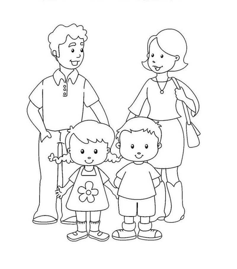 tranh tô màu gia đình 4 người 31
