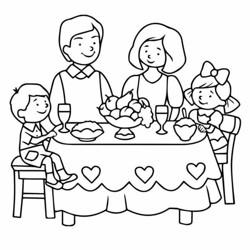 tranh tô màu gia đình 4 người 32