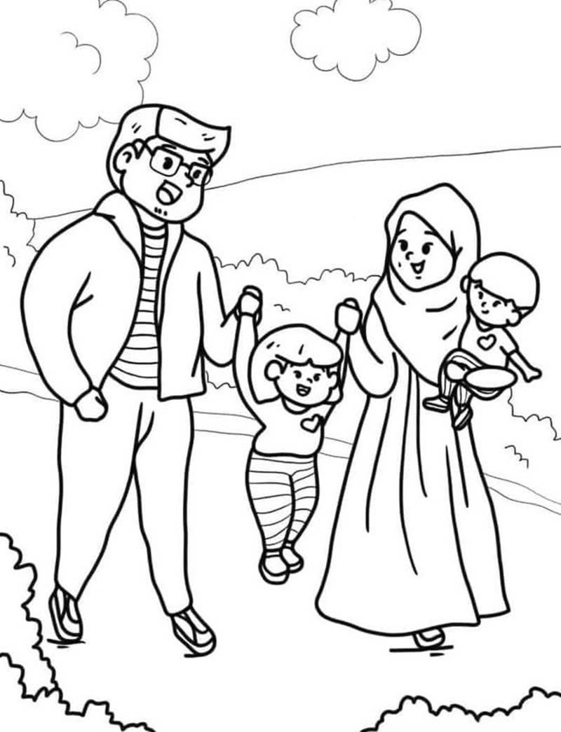 tranh tô màu gia đình 4 người 34