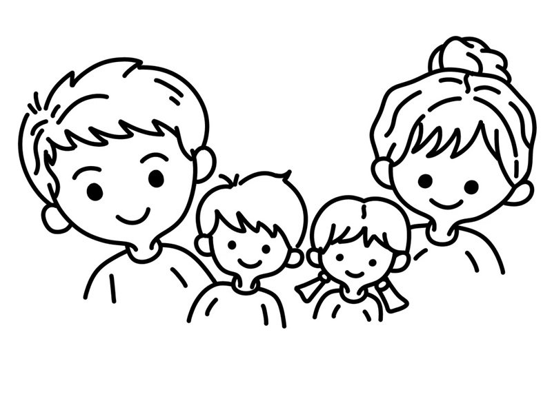 tranh tô màu gia đình 4 người 37