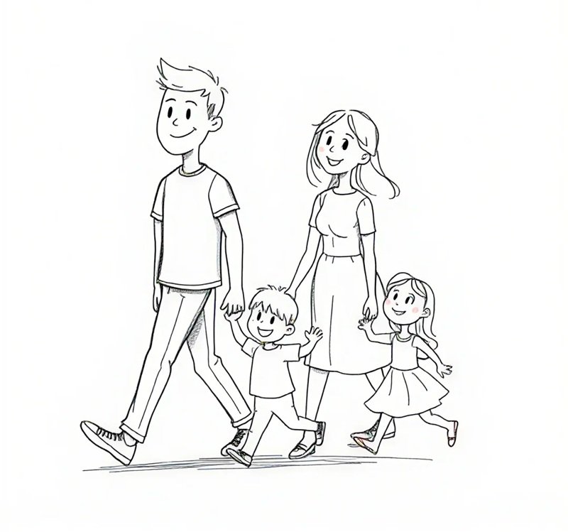 tranh tô màu gia đình 4 người 38