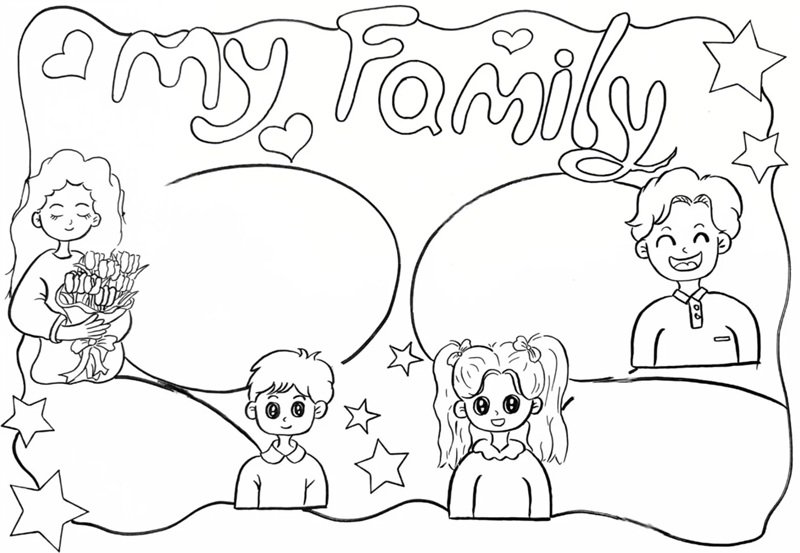 tranh tô màu gia đình 4 người 39