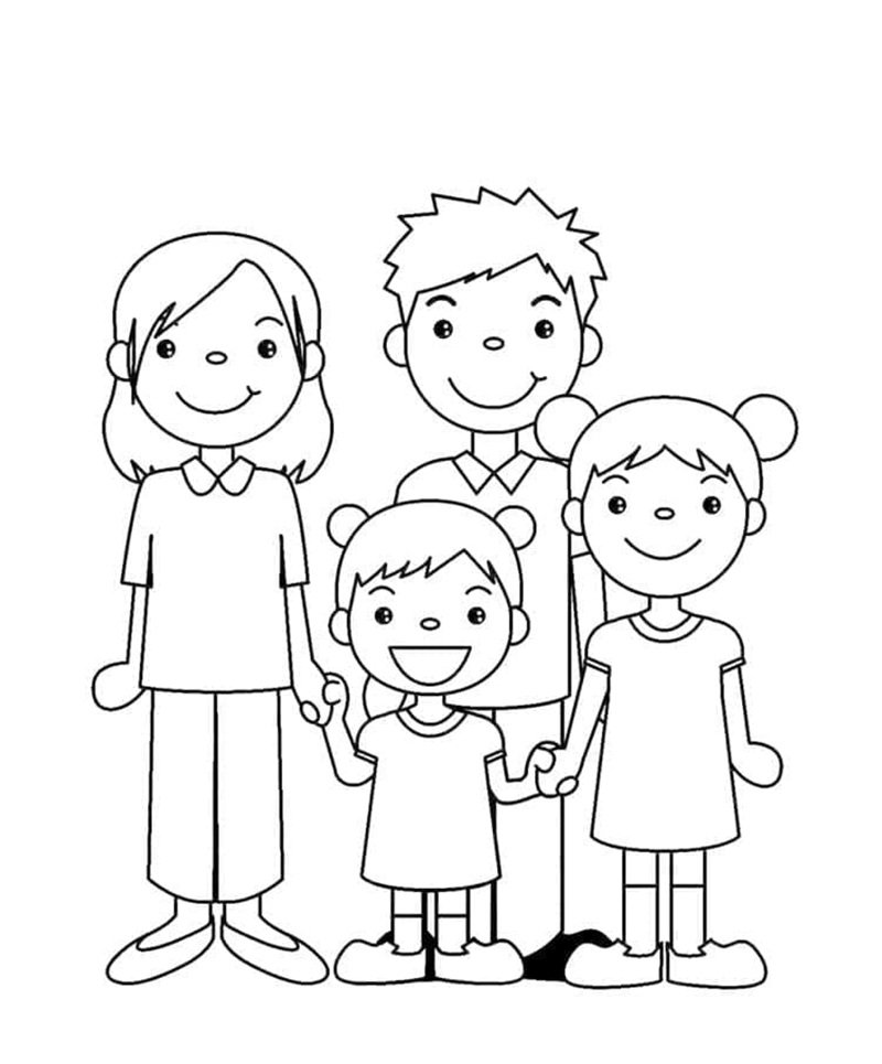 tranh tô màu gia đình 4 người 9