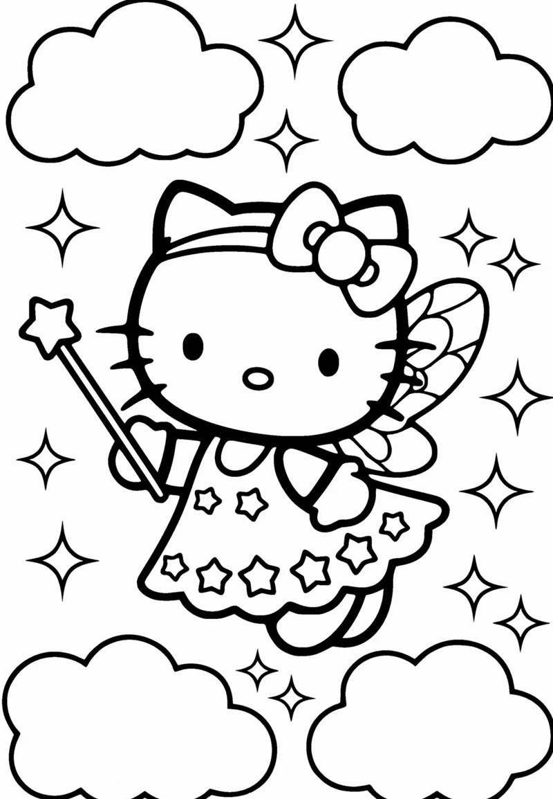 tranh tô màu hello kitty 2