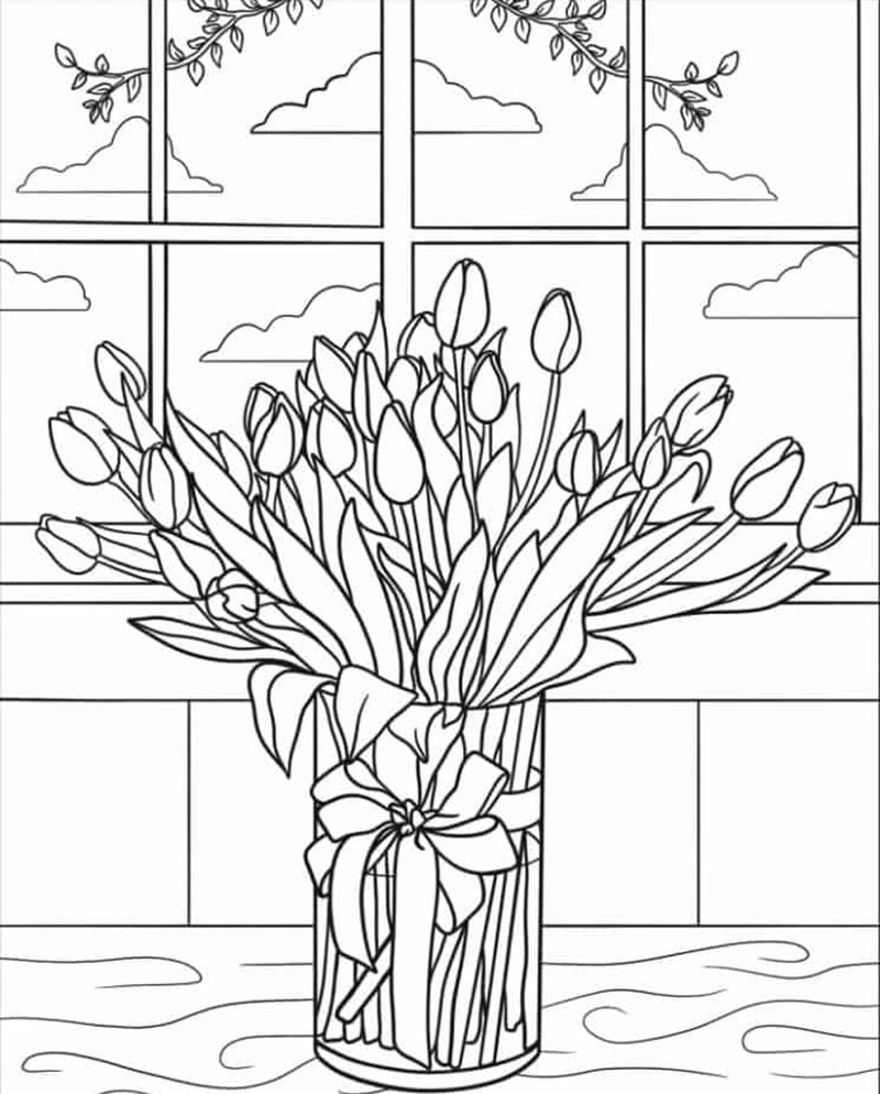 tranh tô màu hoa tulip 19