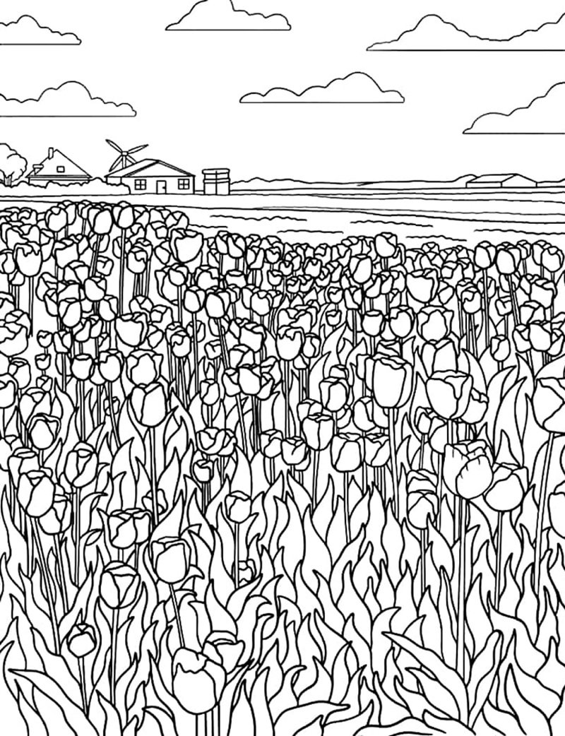 tranh tô màu hoa tulip 23