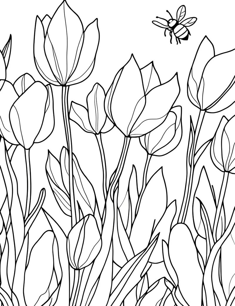 tranh tô màu hoa tulip 35