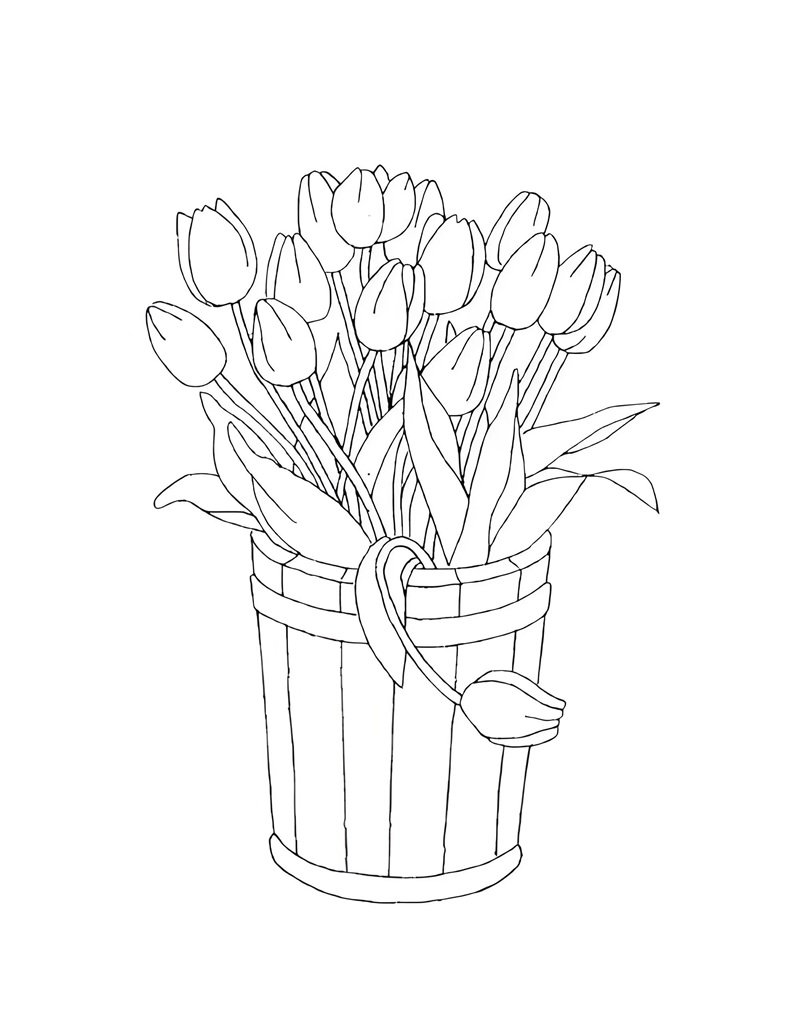 tranh tô màu hoa tulip 8