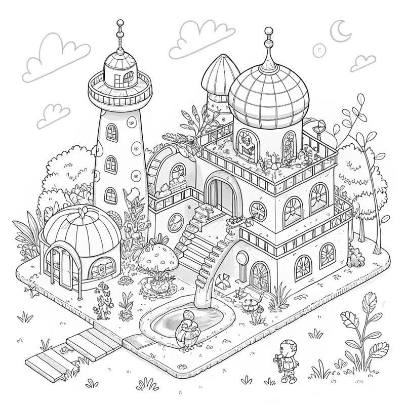 tranh tô màu lâu đài 36