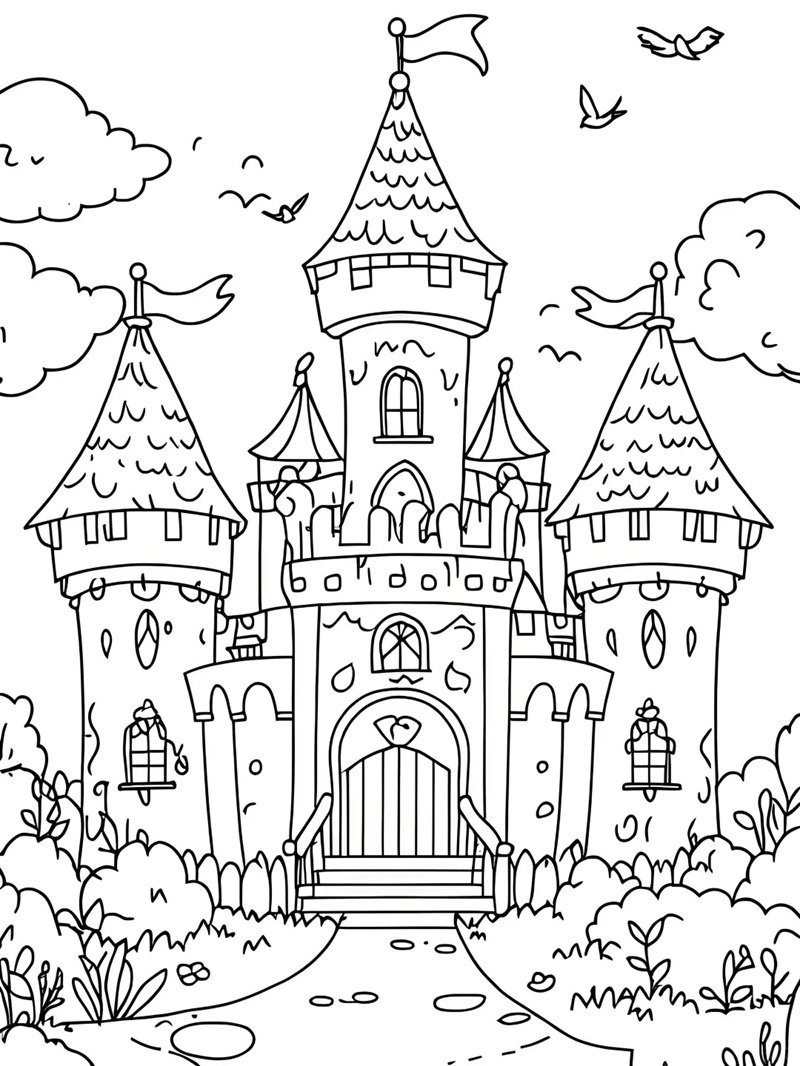 tranh tô màu lâu đài 45