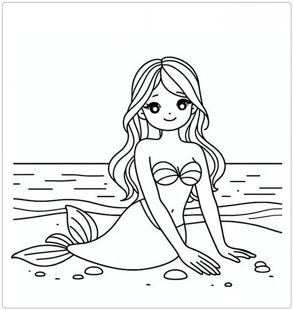 tranh tô màu nàng tiên cá 5