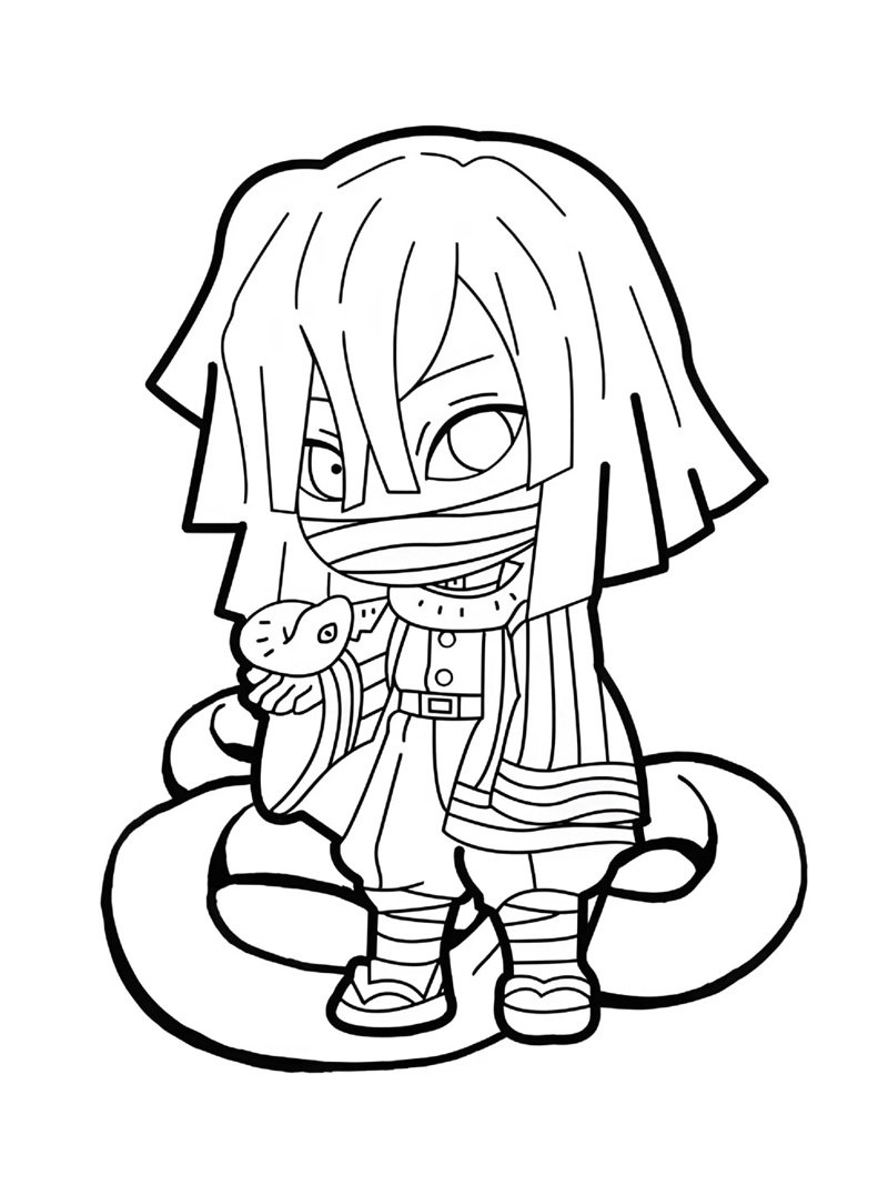 tranh tô màu thanh gươm diệt quỷ chibi