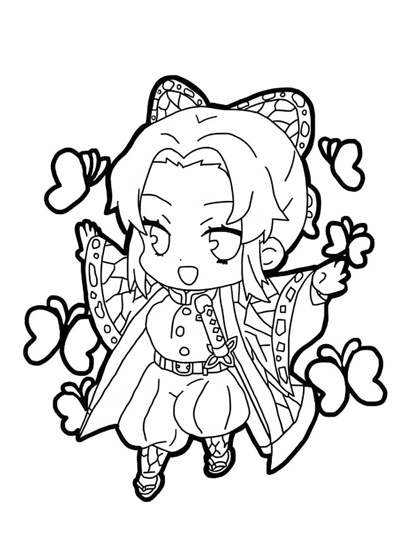 tranh tô màu thanh gươm diệt quỷ cute