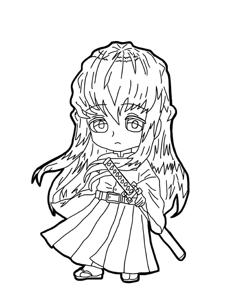 tranh tô màu thanh gươm diệt quỷ muichirou