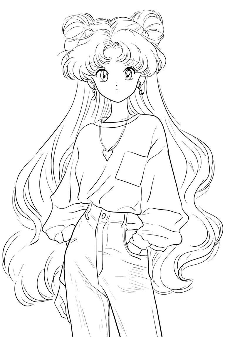 tranh tô màu thủy thủ mặt trăng 1