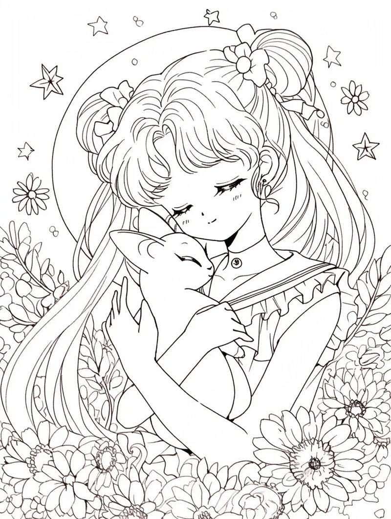 tranh tô màu thủy thủ mặt trăng 18