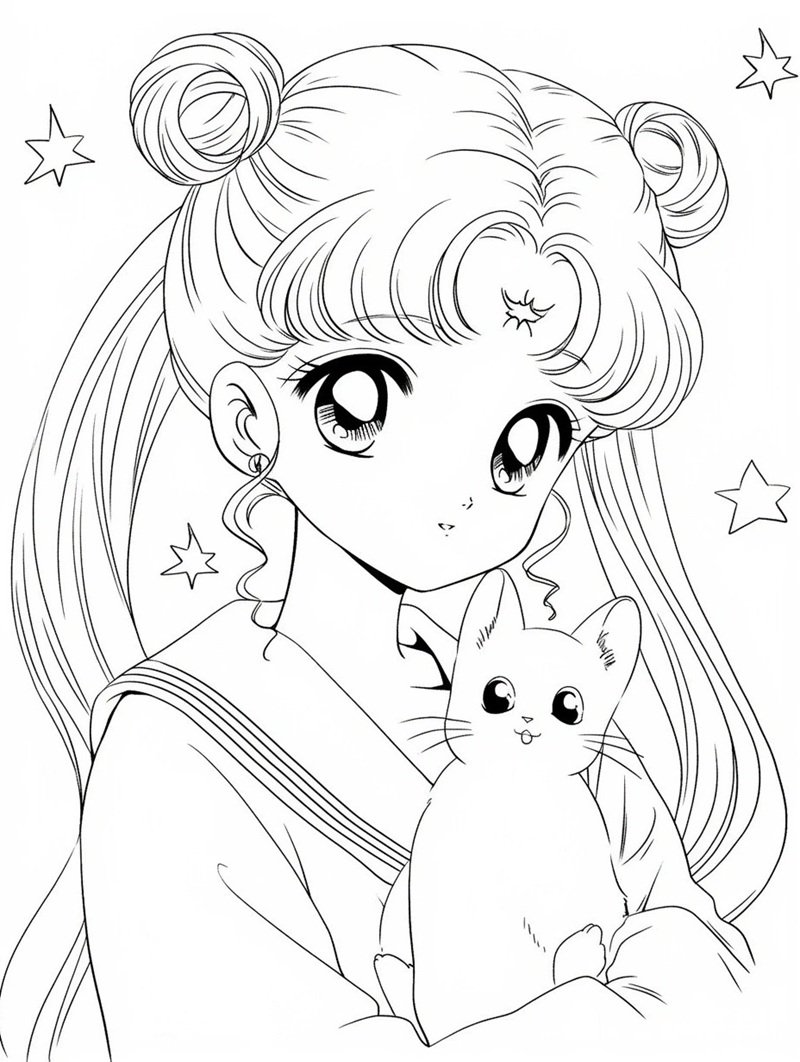 tranh tô màu thủy thủ mặt trăng 19