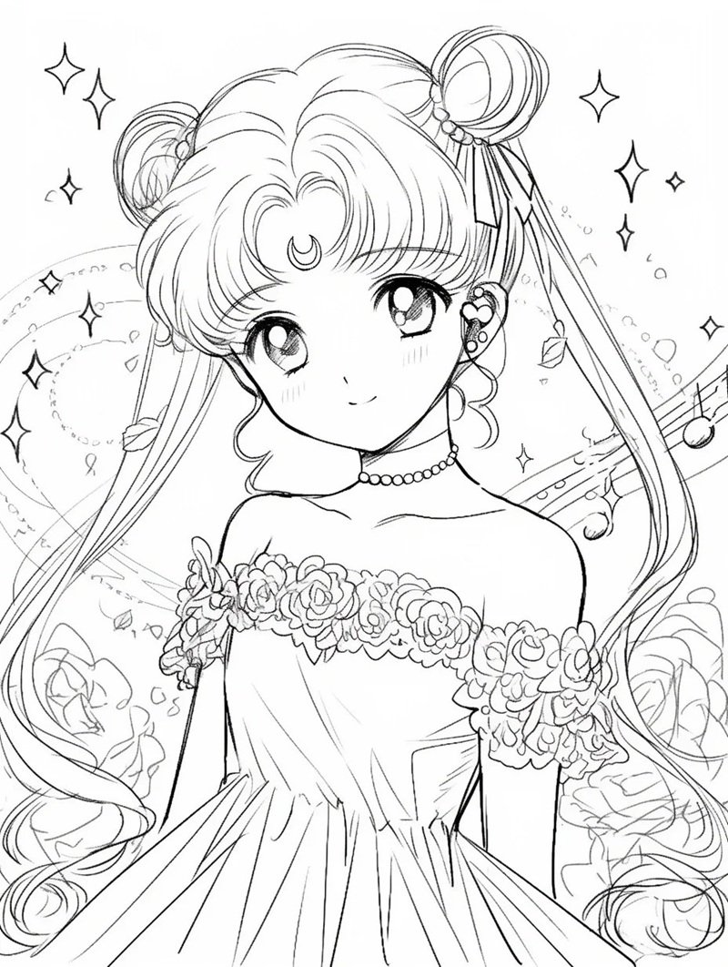 tranh tô màu thủy thủ mặt trăng 20