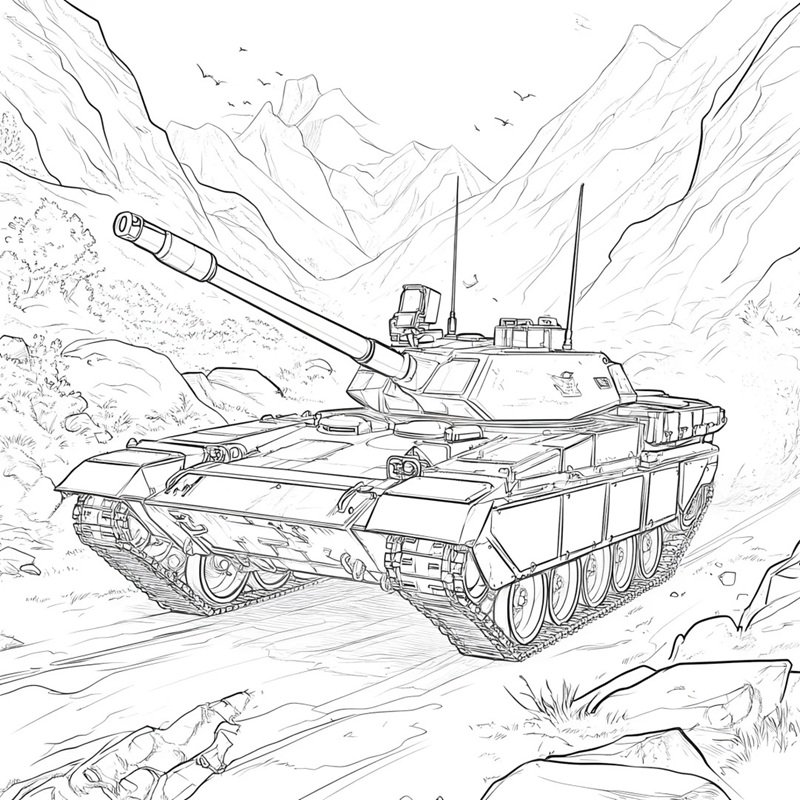 tranh tô màu xe tăng 35