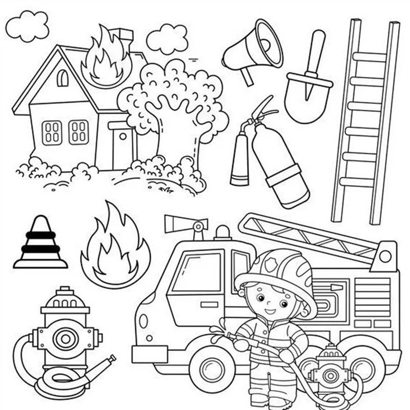 xe cứu hỏa tô màu 14