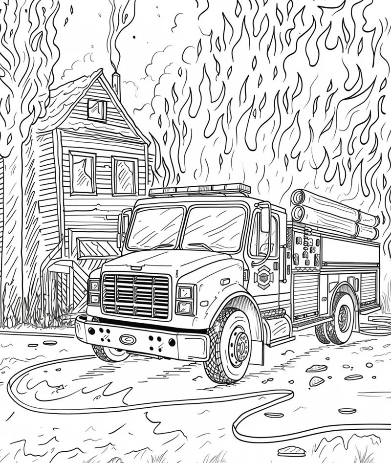 xe cứu hỏa tô màu 34